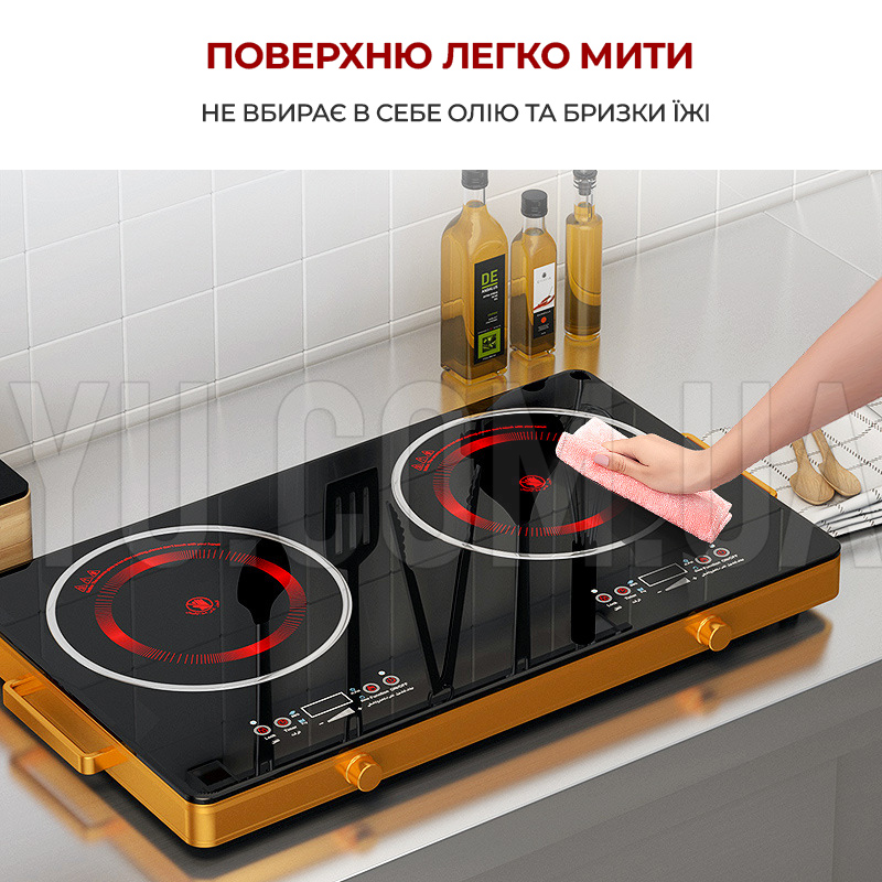 Інфрачервона плита електрична на 2 конфорки RAF 8088 2 дисплеї 4800W Інфрачервона плита електрична на 2 конфорки RAF 8088 2 дисплеї 4800W